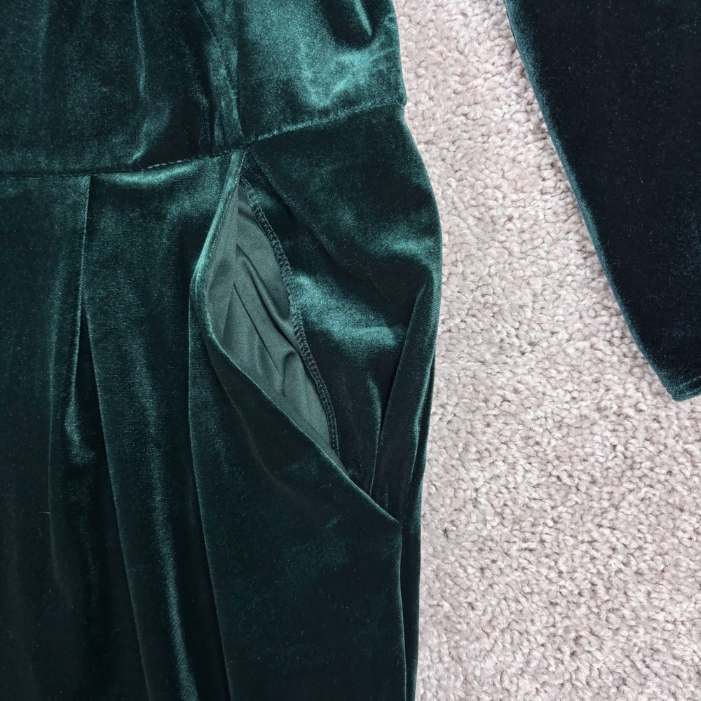 Calvin Klein Womens Green Velvet Wide Leg Jumpsuit Bell Sleeve Size 18W (READ) - Picture 3 of 14